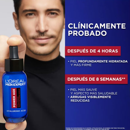 L'OREAL MEN EXPERT Sérum hialurónico anti-edad Power Age Para pieles envejecidas, secas y apagadas 30 ml