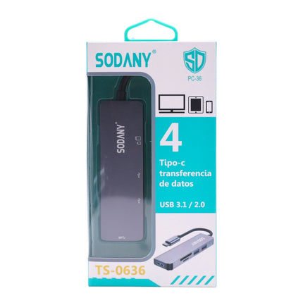 SODANY Hub USB 3.1/2.0 Tipo C 4 en 1 para transferencia de datos, leer y escribir tarjetas de memoria, lector de tarjetas de memoria