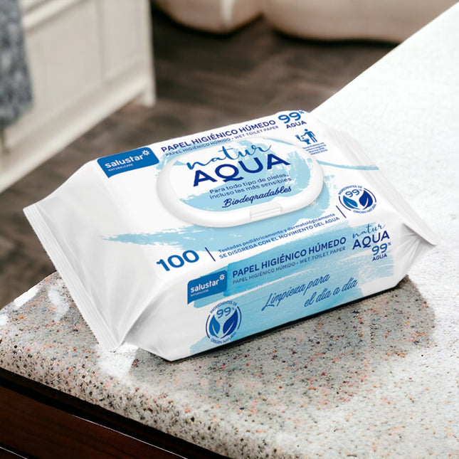 SALUSTAR Natur Aqua wet toilet paper bag pack of 100 units 