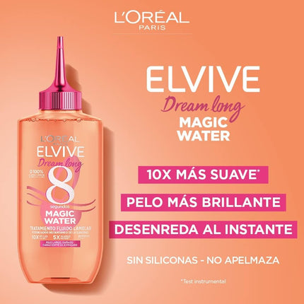 L'OREAL PARIS Elvive Tratamiento Capilar Fluido Con Tecnología Lamelar, Con aclarado, Para Pelo Largo y Dañado, Cabello Hidratado, Suave y Brillante Dream Long Magic Water 200 ml