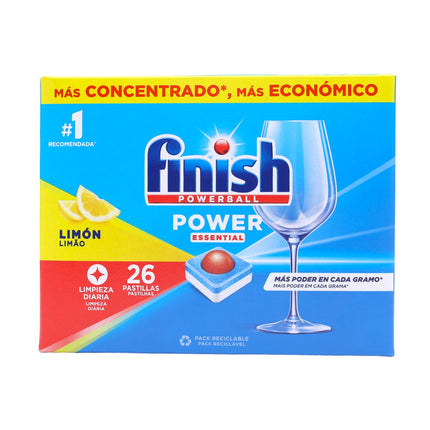 Finish Powerball Power Essential caja de Pastillas para el lavavajillas Limón 26 pastillas