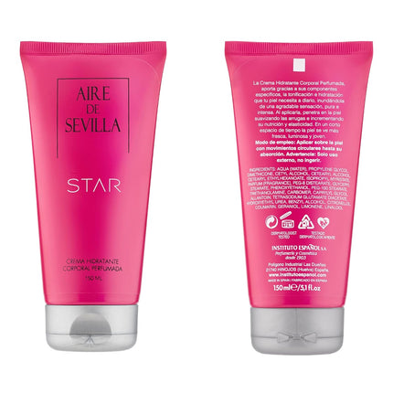 AIRE DE SEVILLA STAR Estuche de cosmética para mujer con Perfume Gel de ducha suave y Crema Hidratante corporal perfumada Cofre de regalo de ritual perfumado (150 ml cada uno)