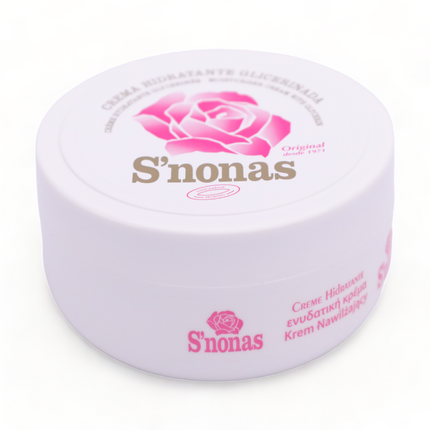 S'NONAS Crema Hidratante Glicerinada en Lata 200 ml Ideal para la Hidratación, Cuidado y Protección de todo tipo de pieles