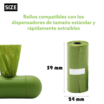 240 Bolsas biodegradables para caca de perro bolsas para heces de mascotas (240 bolsas sin dispensador)