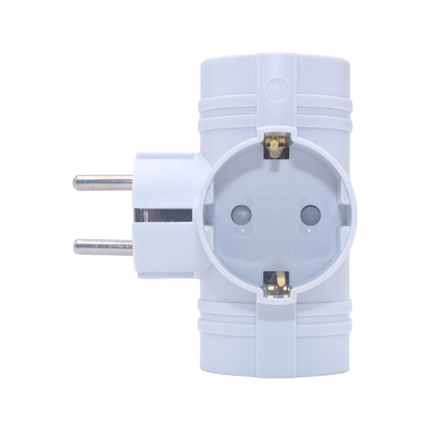 Enchufe Triple schuko de color blanco MAX.3680W 16A/250V Adaptador Ladron Triple