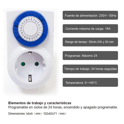 24 Hour Mechanical Digital Timer Socket 230V/16A 