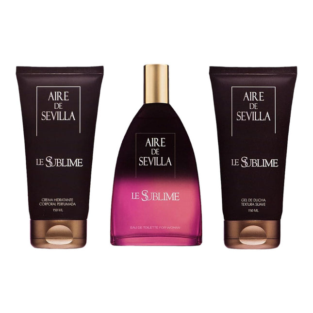 AIRE DE SEVILLA SUBLIME Women's cosmetic case with Perfume Gentle shower gel and scented body moisturizing cream Scented ritual gift box (150 ml each) 