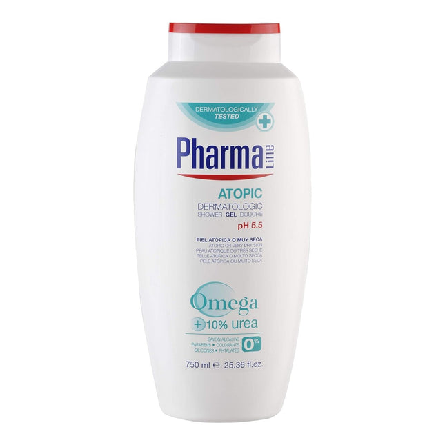 PHARMALINE bath gel for atopic skin with Omega 3 &amp; 6 and Urea 750 ml 