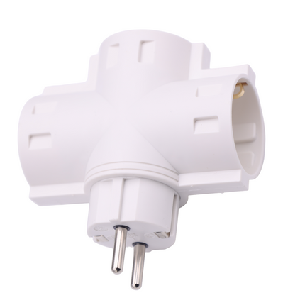 Triple adapter with white schuko plug MAX. 3680W 250V/16A 