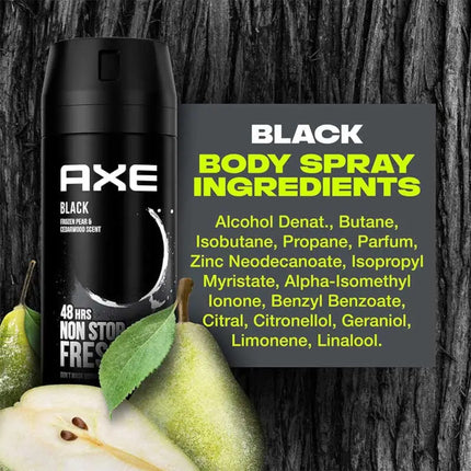 AXE Black 48H Fresh Body Spray Fragancia para hombres 150ml - El embalaje puede variar