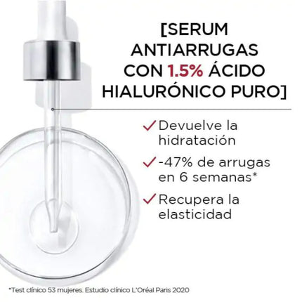 L'ORÈAL PARIS Suero de ácido hialurónico Revitalift Filler [+Ácido hialurónico], 1,5% puro concentrado de ácido hialurónico suero cuentagotas 30 ml