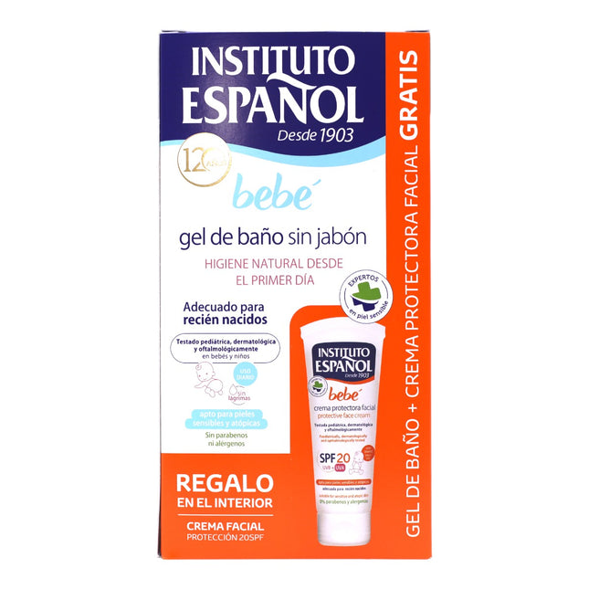 IE Bebé gel de baño sin jabón adecuado para recién nacido frasco 500 ml + Crema Facial Proteccion 20SPF