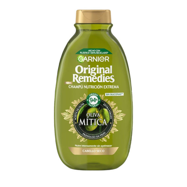 GARNIER ORIGINAL REMEDIES Champú Nutrición Extrema Oliva Mítica con aceite de oliva extra virgen para cabello seco 300 ml