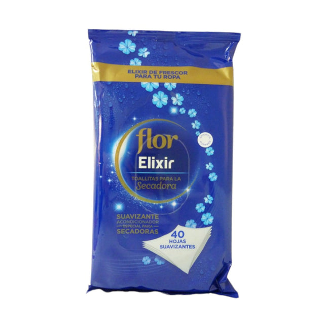 Flor Elixir bag of 40 Dryer Wipes Fabric Softener Conditioner 