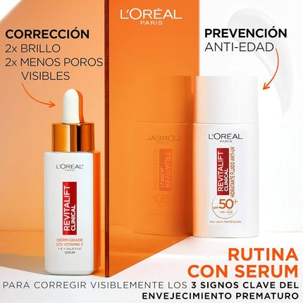 L'OREAL PARIS Revitalift Clinical Crema Hidratante Anti-UV SPF50+ Diario con Vitamina C 50 ml