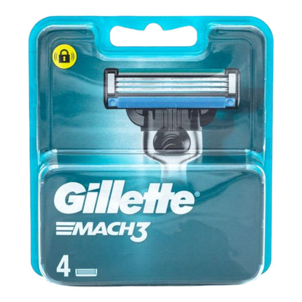 Gillette Mach3 Recambio Para Maquinillas De Afeitar Para Hombre De 3 Hojas, 4 Recambios Para Máquina De Afeitar, Hojas Más Resistentes Que El Acero