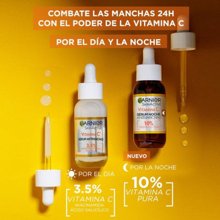 GARNIER Skin Active Vitamina C Sérum Noche Antimanchas Sérum de noche antimanchas aumenta la luminosidad y reduce líneas finas 30 ml