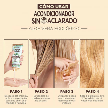 GARNIER ORIGINAL REMEDIES Acondicionador sin aclarado Hidratante con coco y aloe vera ecológico tubo para cabello normal 200 ml