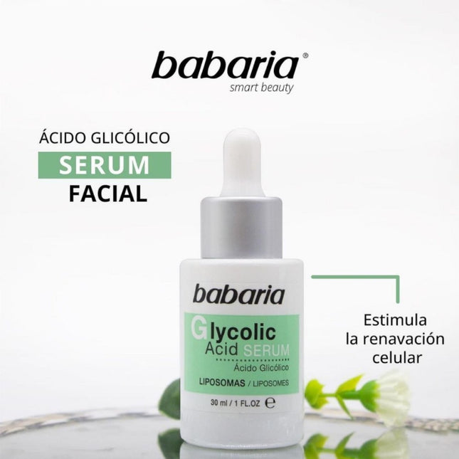 Babaria Ácido Glicólico Sérum Sérum con Ácido Glicólico que ayuda a Renovar y Regenerar la piel del rostro 30 ml