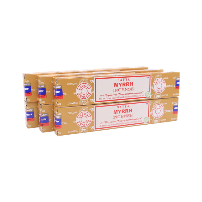 Satya Pack of 12 boxes 15g of Myrrh Incense 