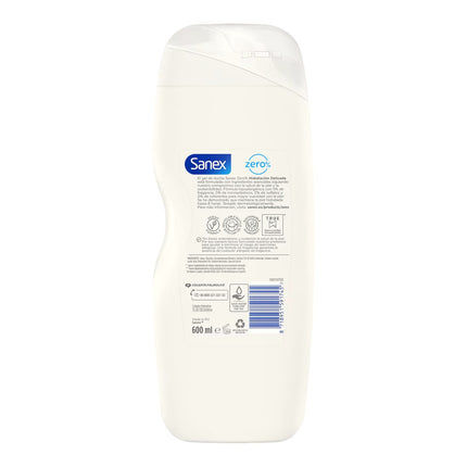 SANEX Zero% gel de baño Hidratación Delicada con ingredientes esenciales para piel sensible 600 ml