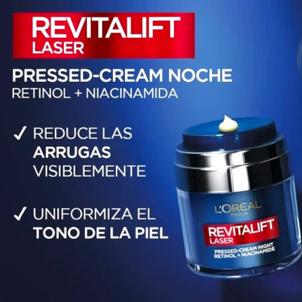 L'ORÉAL PARIS Revitalift Laser  Crema facial antiarrugas con Retinol + Niacidamida Noche 50 ml