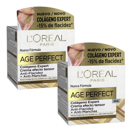 L'ORÉAL PARIS Age Perfect Pack de 2 Cremas Día Efecto Tensor Anti-Flacidez + Anti-Manchas 50 ml (100 ml en total)