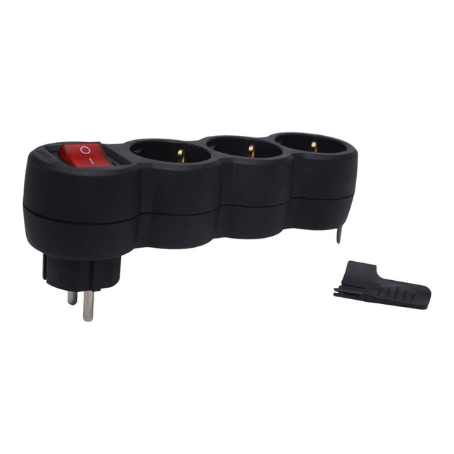 Enchufe Triple schuko de color Negro Con interruptor 3 Enchufes con interruptor Adaptador con Interruptor MAX.3680W 16A/250V Adaptador Ladrón Triple