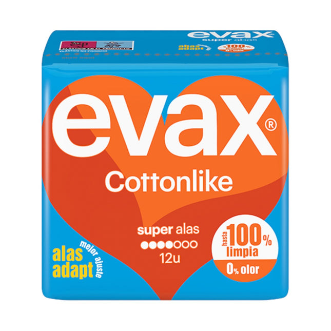 EVAX Cottonlike Super con Alas – Bolsa 12 Compresas