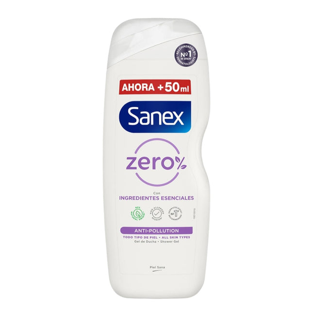 SANEX Zero% Anti-Pollution Shower Gel 0% with essential ingredients 600 ml bottle 