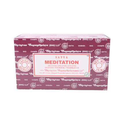 Satya Pack of 12 boxes 15g of Meditation Incense 