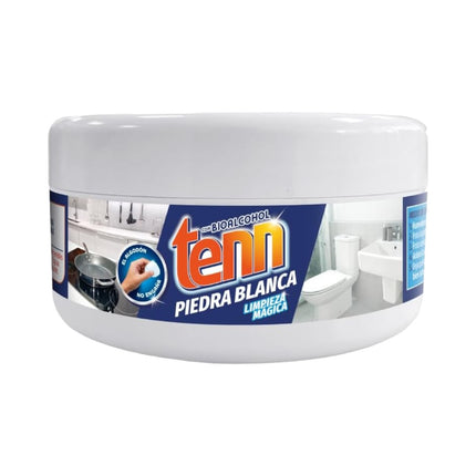 Tenn Piedra Blanca Degreases and polishes. Effective and biodegradable multi-surface cleaner for glass, metal, marble and granite surfaces. White clay for kitchens and bathrooms 375 gr 