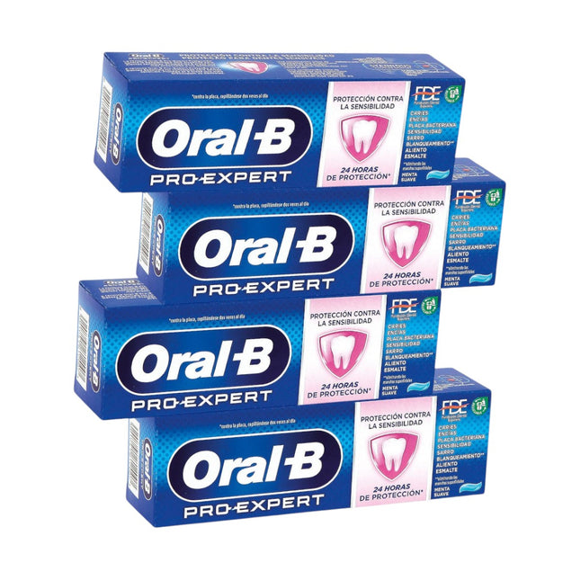 Oral-B Pro-Expert Pack de 4 Pastas de Dientes de 75ml Sensibilidad Y Blanqueamiento Pasta Dentífrica 24 h de Protección