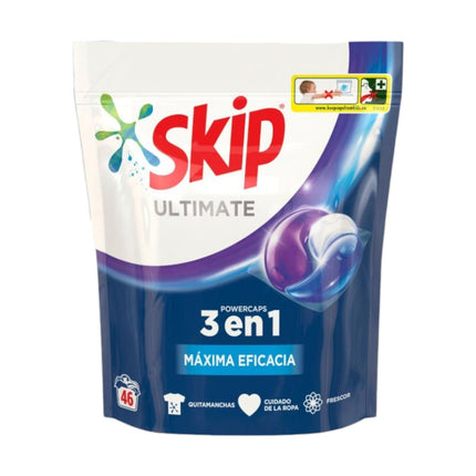 SKIP Ultimate bolsa de detergente máquina líquido 3 en 1 Máxima Eficacia bolsa 46 cápsulas