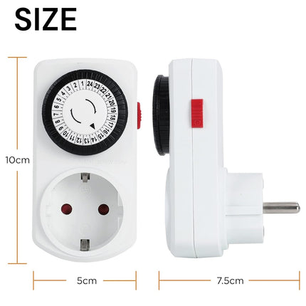 Analog Timer 24 Hour Program Timer Plug in Indoor Use Cycle On/Off 