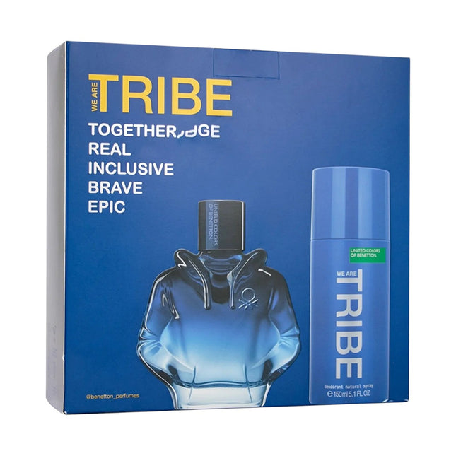 Benetton We Are Tribe para hombre SET 90 ml Eau De Toilette Spray + 150 ml Deodorant Spray