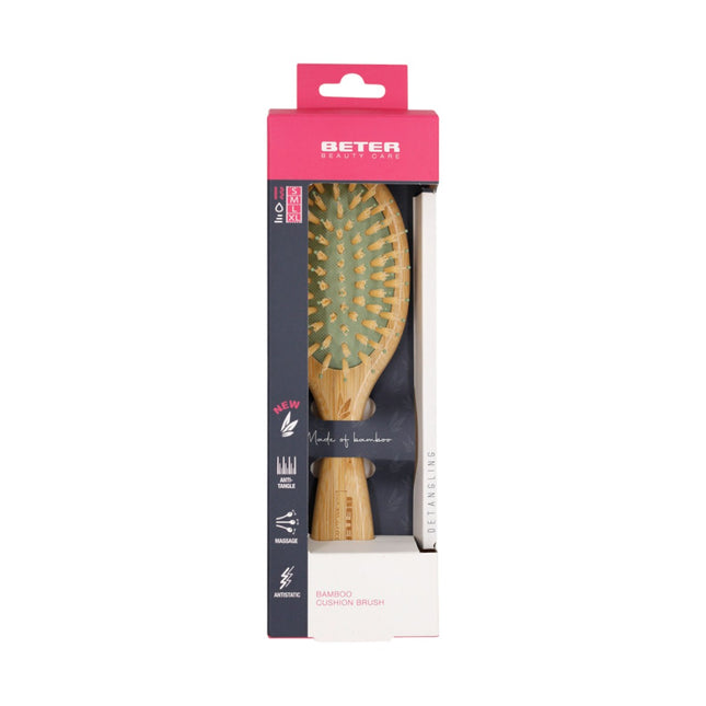 BETER Bamwood Small Cushion Brush Bamwood small pneumatic hair brush mixed bristles and oak wood