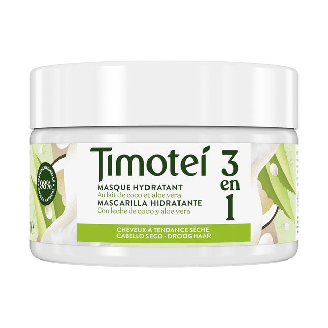 Timotei repairing mask for damaged hair with coconut milk and aloe vera with detanglers of plant origin, 98% ingredients 300 ml