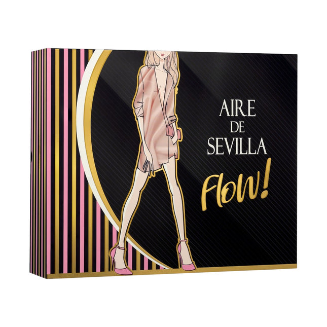 AIRE DE SEVILLA FLOW Estuche de cosmética para mujer con Perfume 100 ml + Gel de ducha suave 100 ml + Body Mist 100 ml Cofre de regalo de ritual perfumado